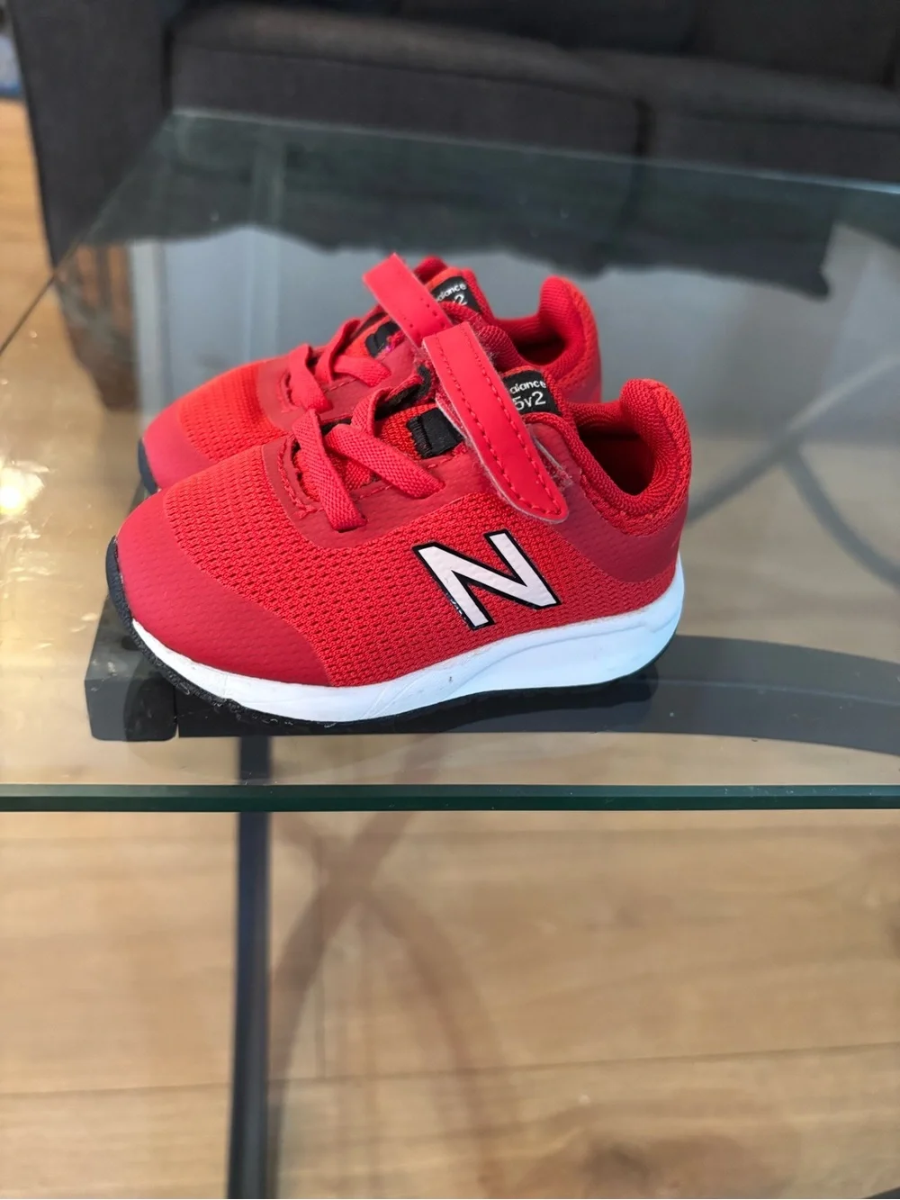 New Balance Kids Red Mesh Hook-and-Loop Sneakers